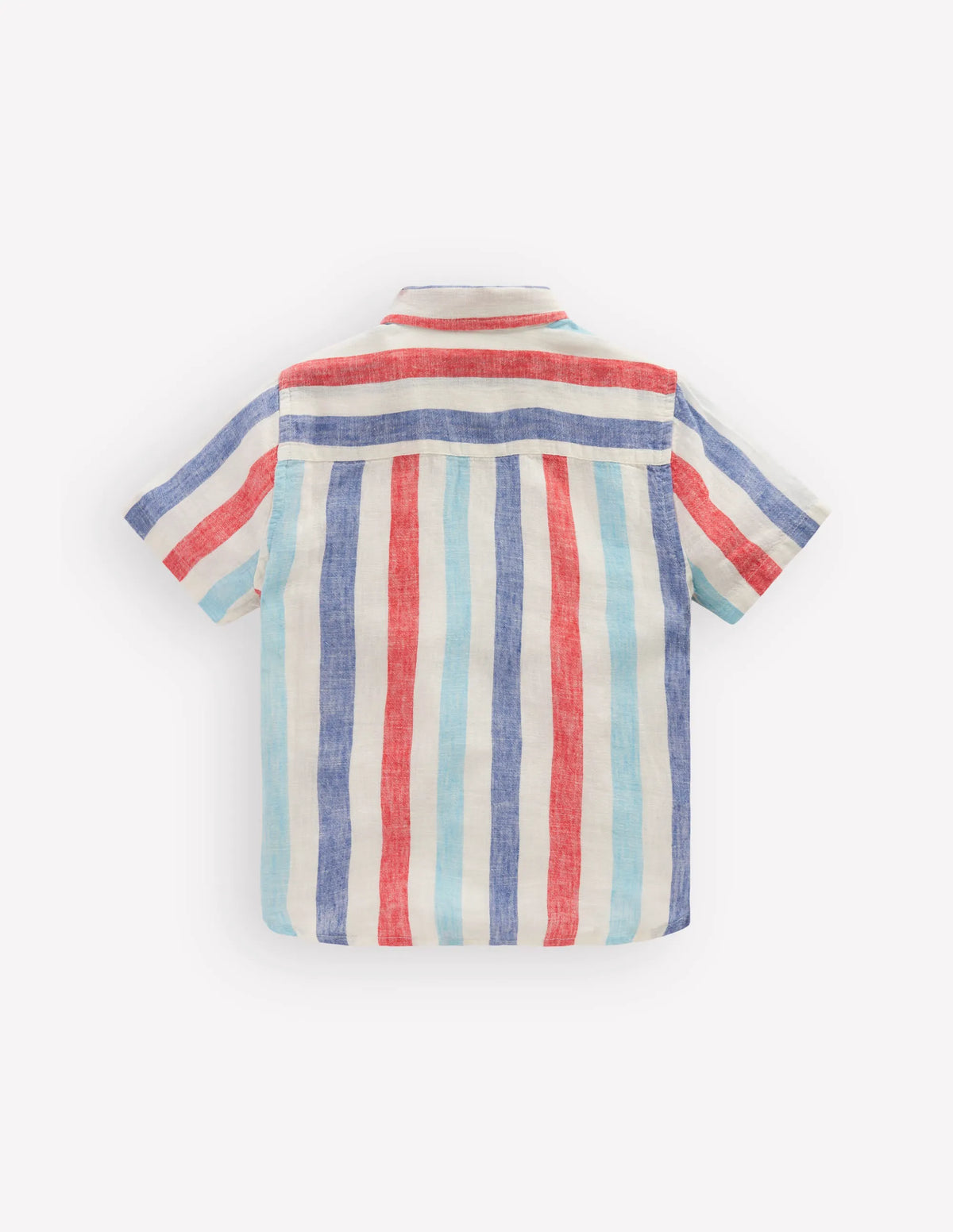 Cotton Linen Shirt-Blue and Red Stripe