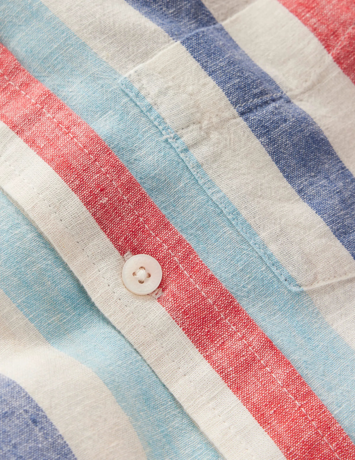 Cotton Linen Shirt-Blue and Red Stripe