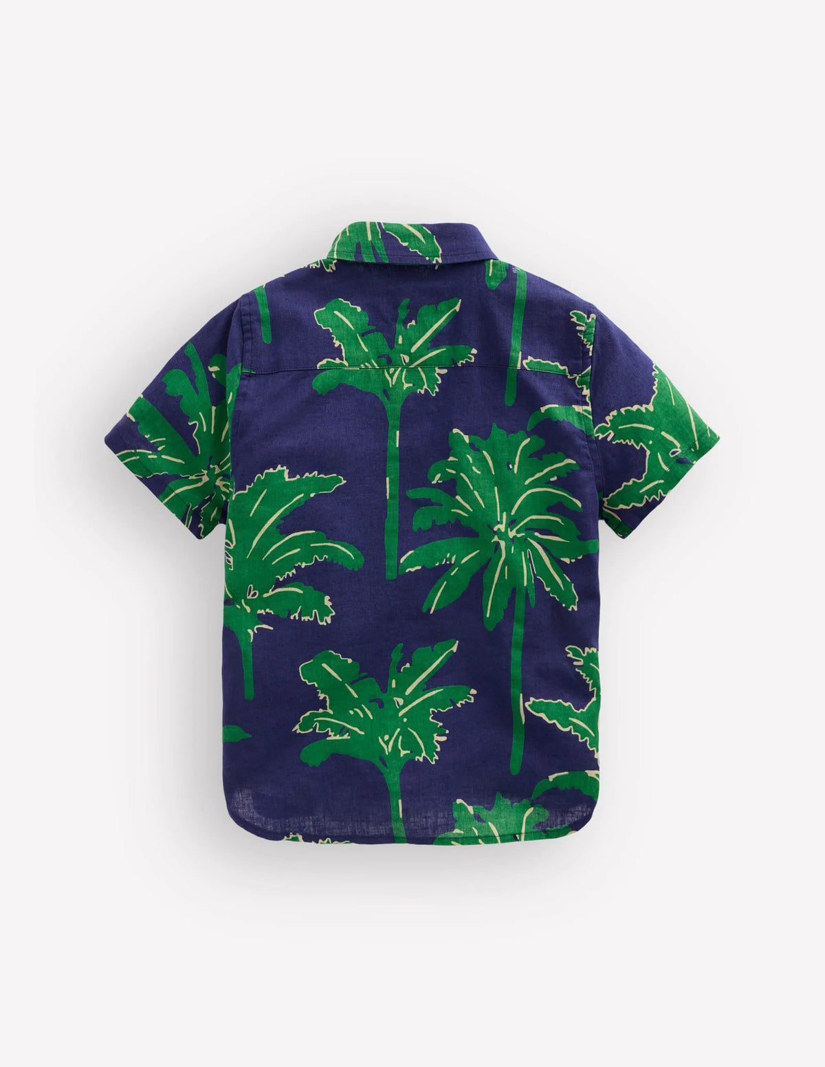 Cotton Linen Shirt-Green Palm Trees