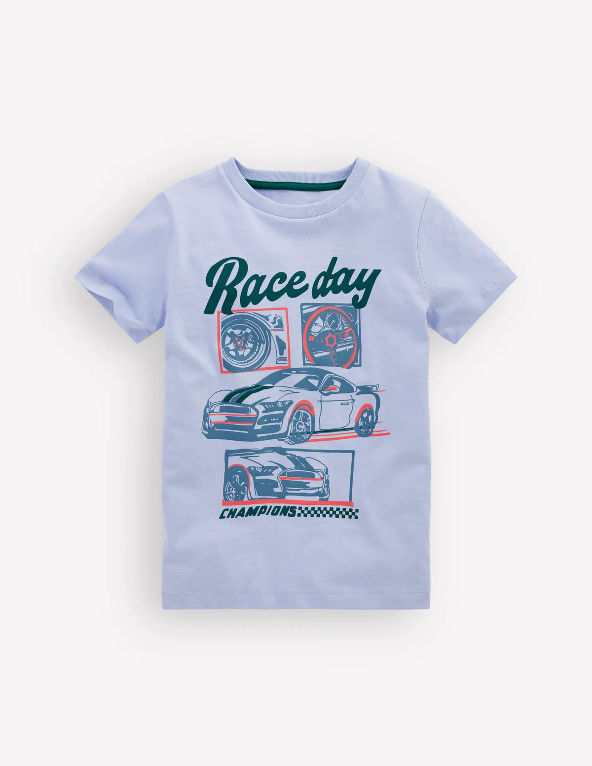 Short Sleeve Graphic T-shirt-Blue Race Cars