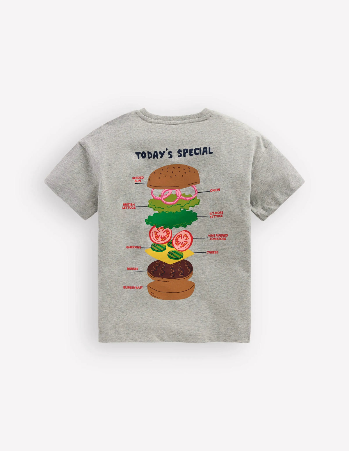 Front & Back Graphic T-shirt-Grey Marl Hamburger