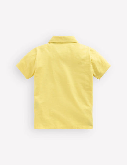 Slub Polo Shirt-Sherbet Lime Yellow