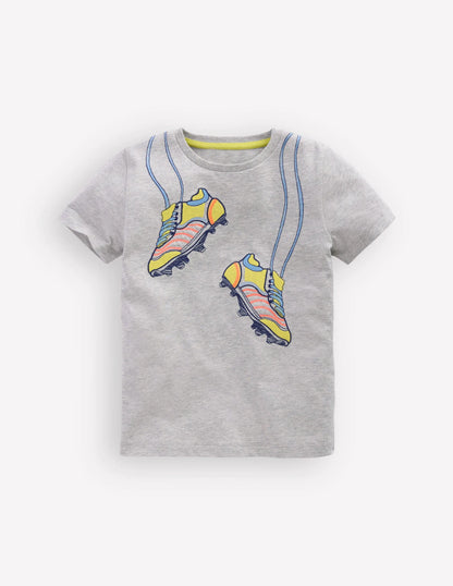 Linear Stitch T-shirt-Grey Marl Football Boots