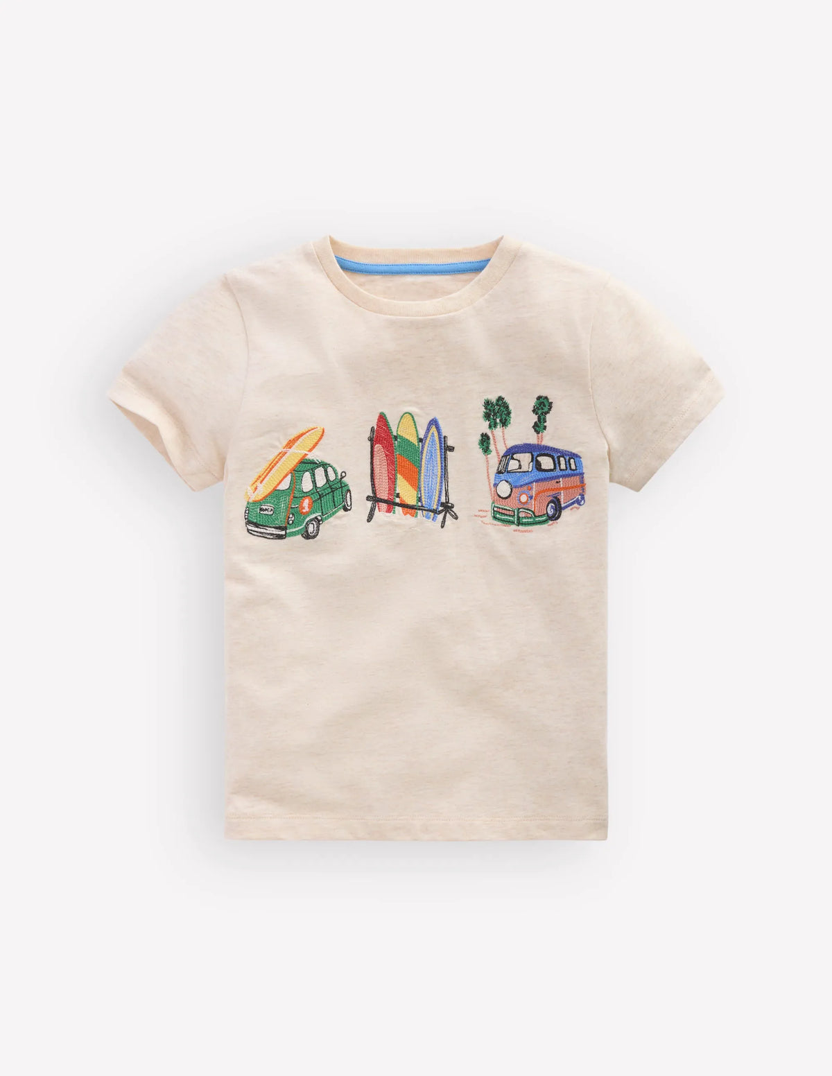 Linear Stitch T-shirt-Oatmeal Marl Holiday