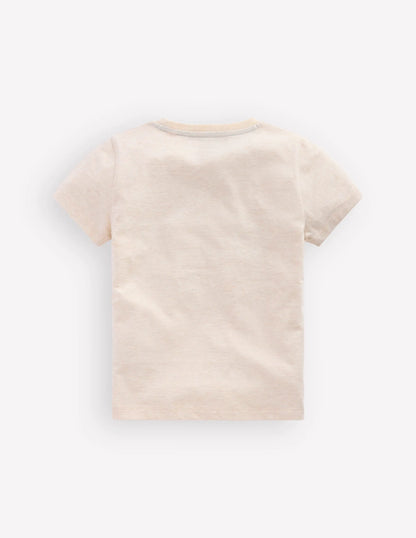 Linear Stitch T-shirt-Oatmeal Marl Holiday