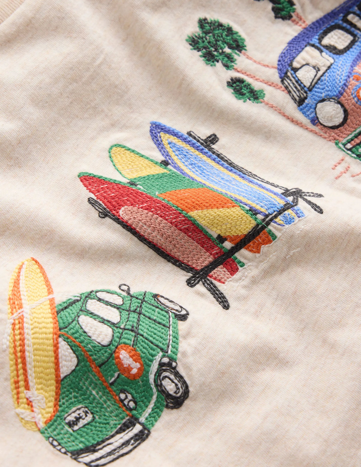 Linear Stitch T-shirt-Oatmeal Marl Holiday