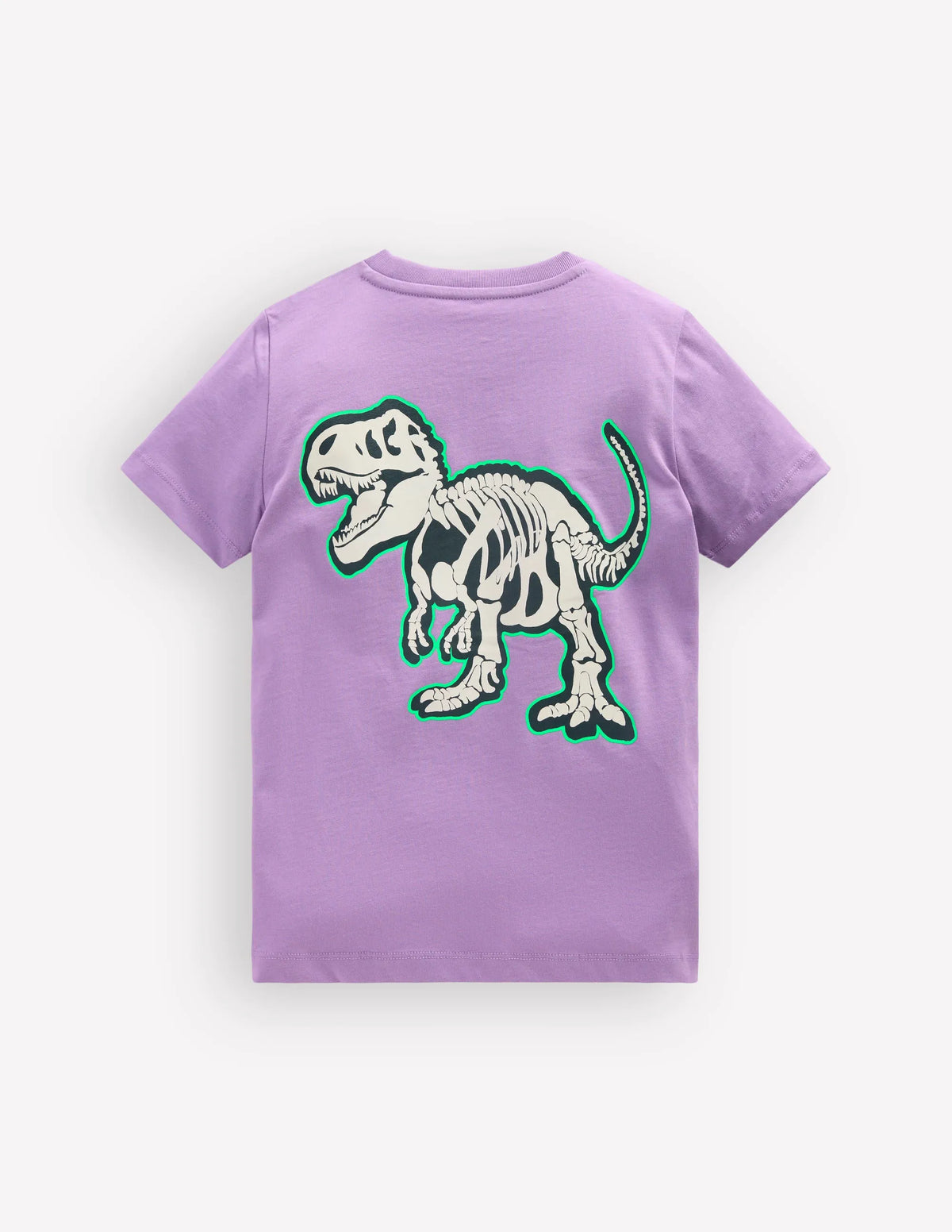 Front and Back Glow T-shirt-Aster Purple, Dino Skeleton