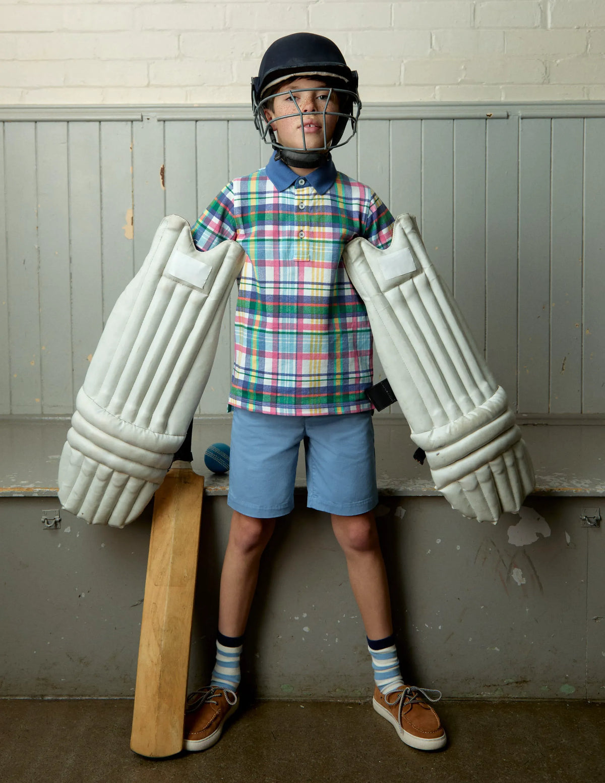 Piqué Polo Shirt-Ivory, Pink & Green Madras