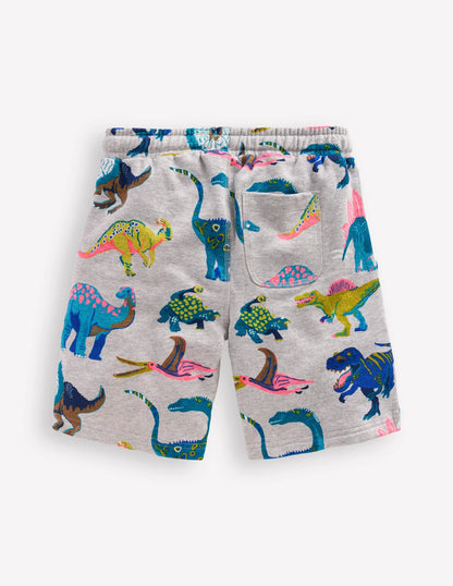 Printed Shorts-Grey Dinos