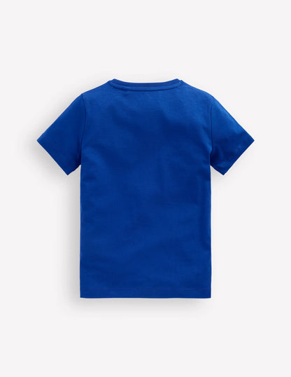 Short Sleeve Graphic T-shirt-Bright Blue Jurasic Era