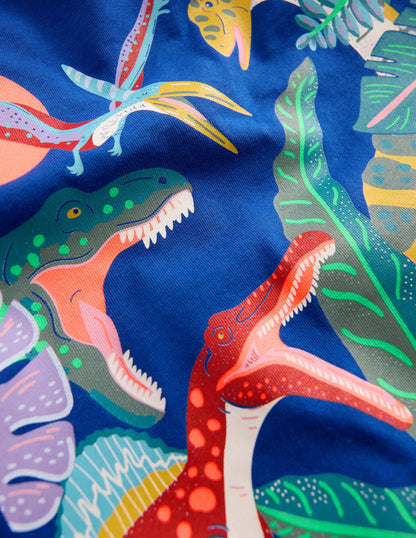 Short Sleeve Graphic T-shirt-Bright Blue Jurasic Era