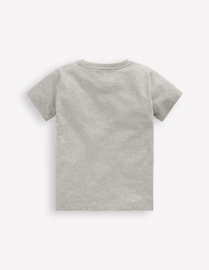 Short Sleeve Graphic T-shirt-Grey Marl Dinos