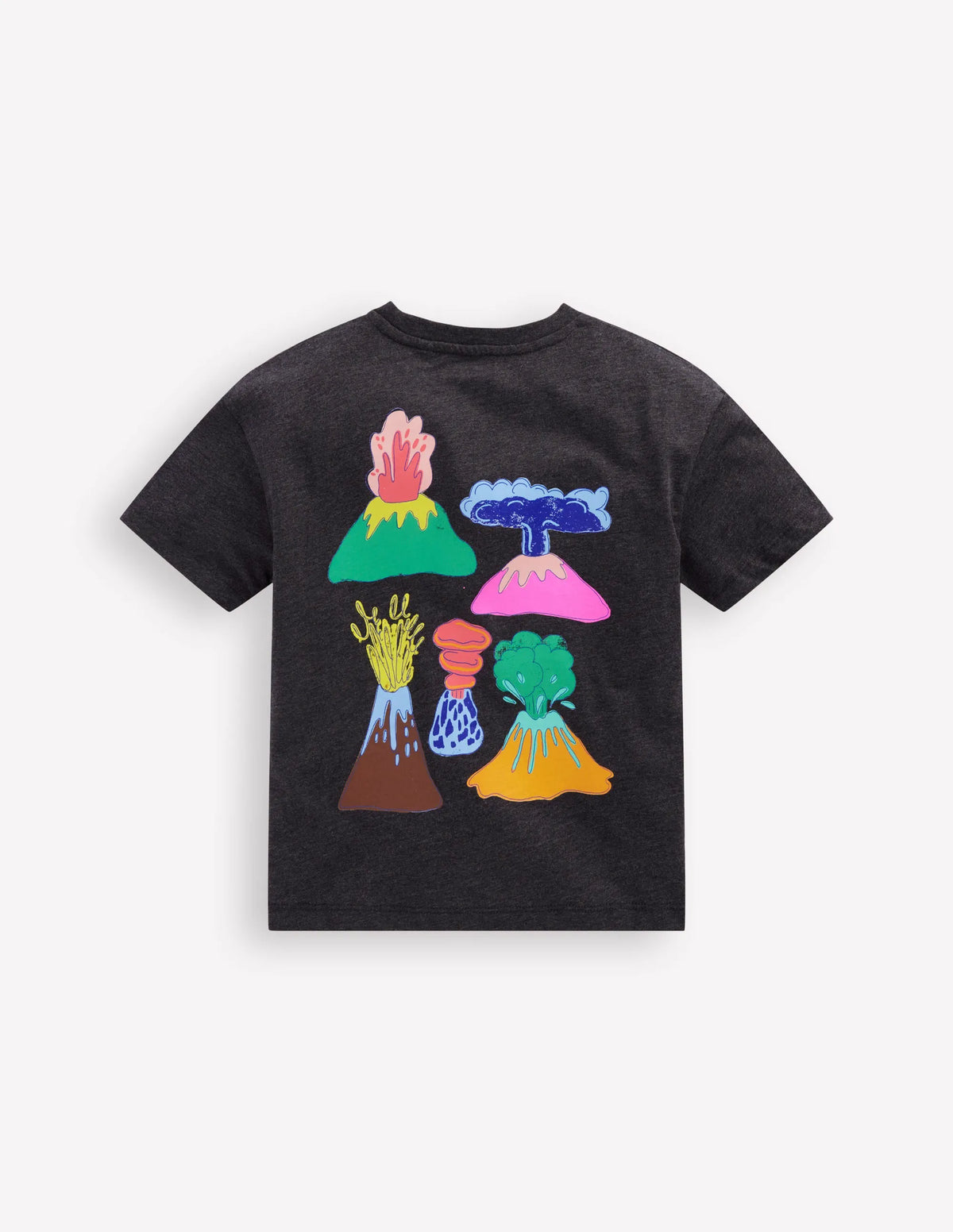 Front & Back Graphic T-shirt-Charcoal Volcanoes