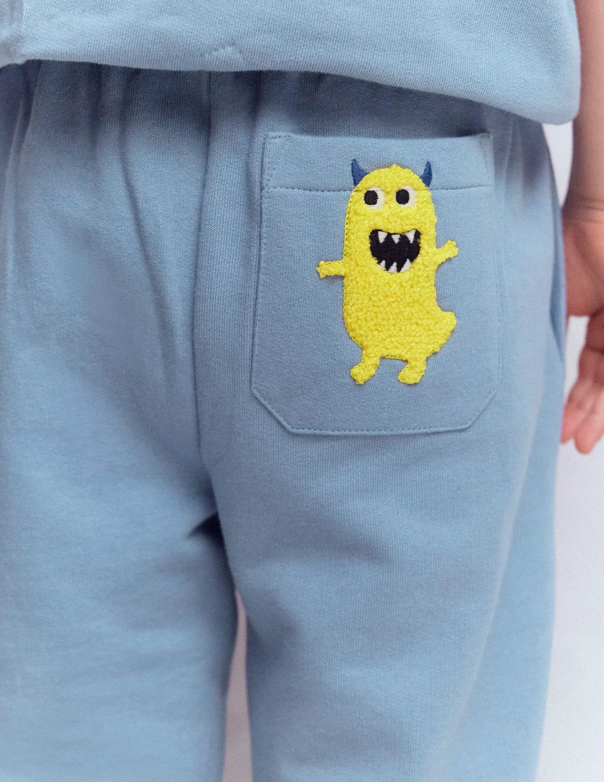 Halloween Glow Sweatpants-French Blue Monster Applique
