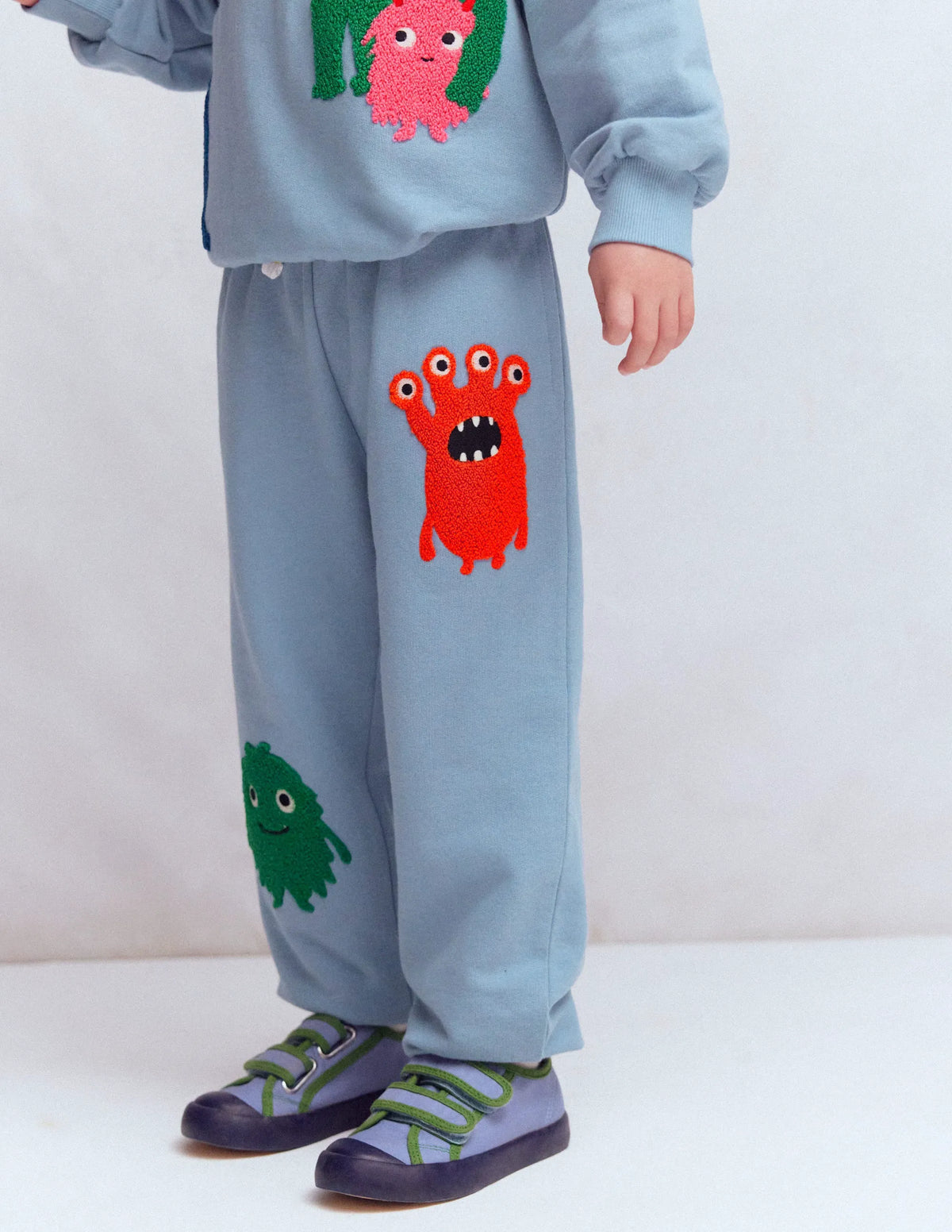 Halloween Glow Sweatpants-French Blue Monster Applique