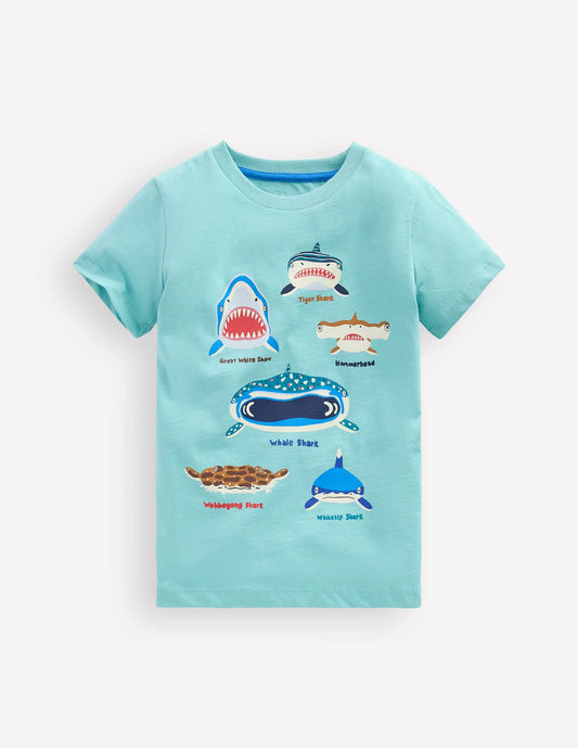 Short Sleeve Glow T-shirt-Nile blue Sharks