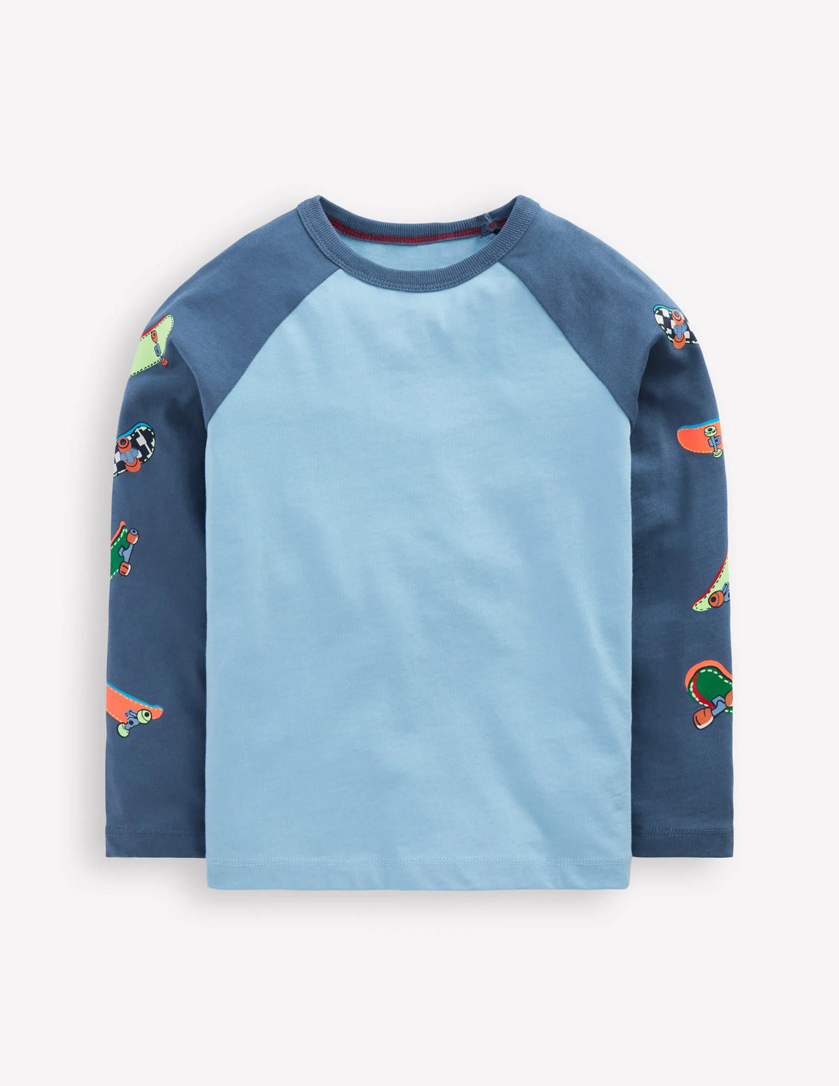 Printed Sleeve Raglan T-shirt-Blue Weekend Skateboards