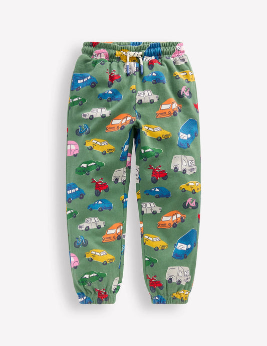 Relaxed Printed Joggers-Willow Green Traffic Jam