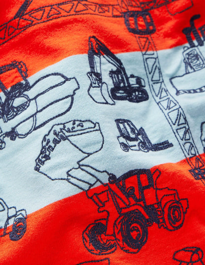 Relaxed Embroidered T-shirt-Construction Vehicles