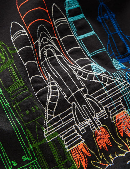 Linear Stitch T-shirt-Shadow Grey Rocket