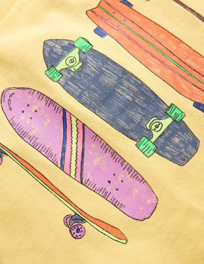 Relaxed Graphic T-shirt-Washed Yellow Skateboards