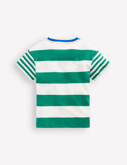Relaxed Hotchpotch T-shirt-Jewel Green/Soft Ivory