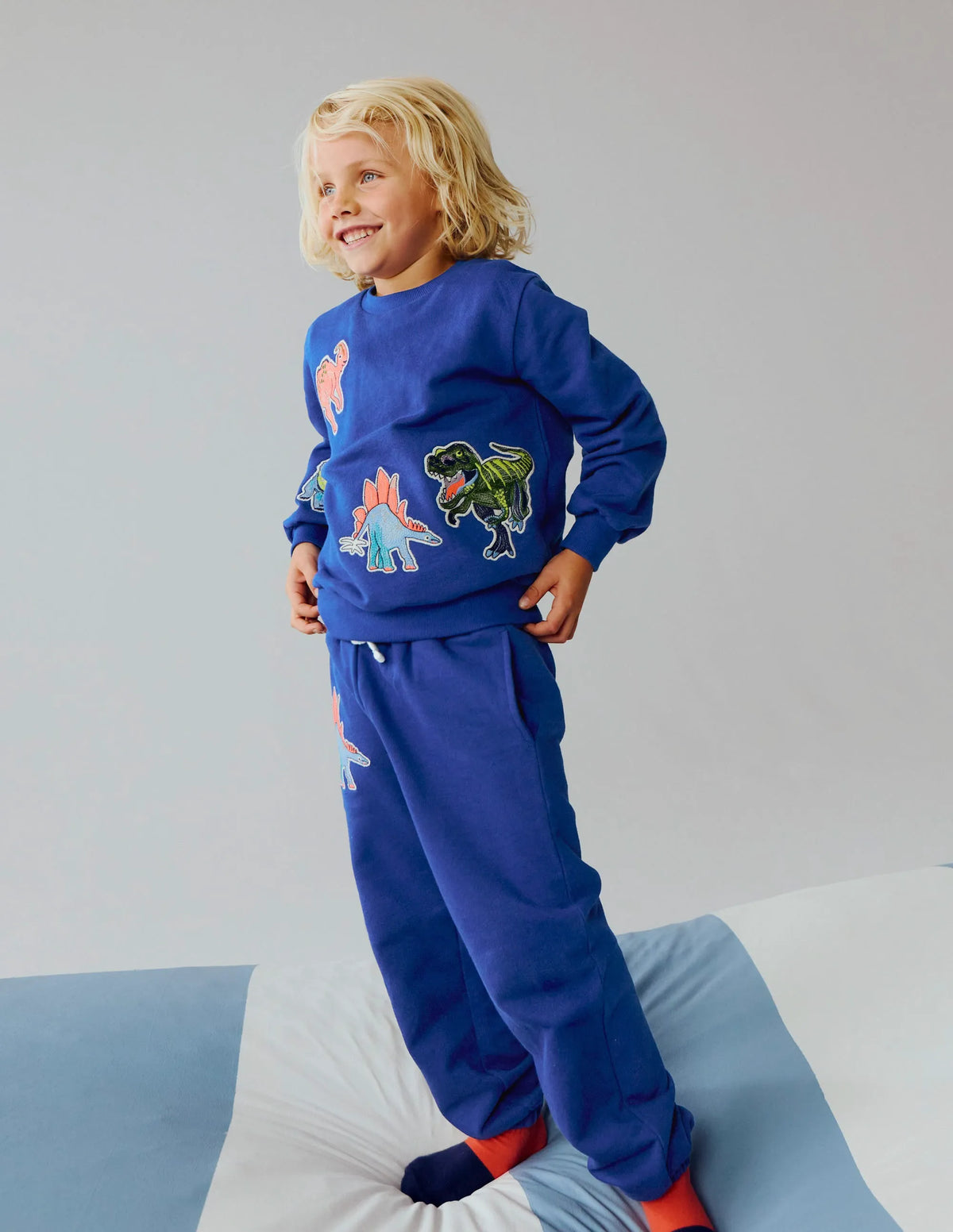 Badge Sweatshirt-Sapphire Blue Dinos