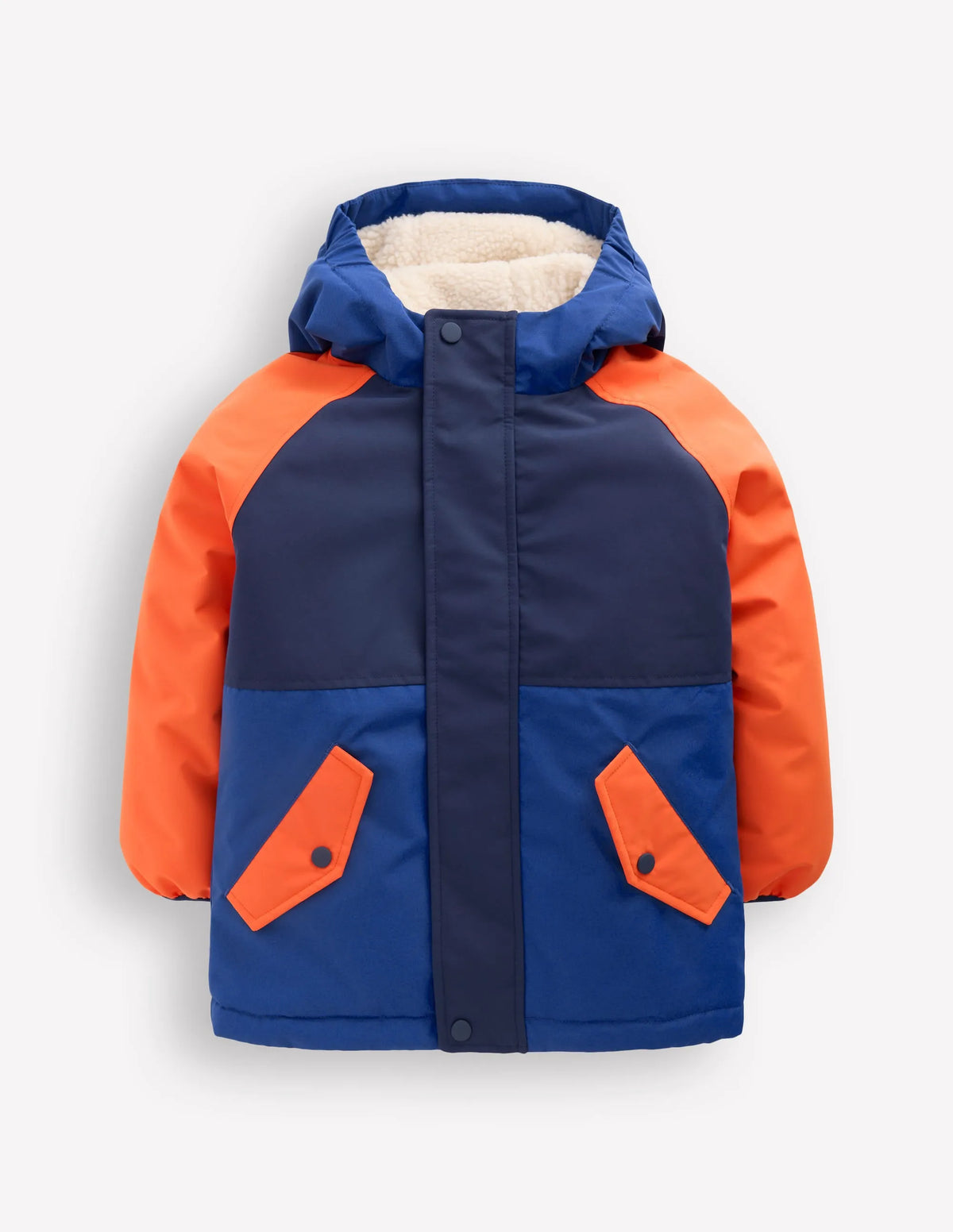Borg Lined Anorak-Orange Colour Block