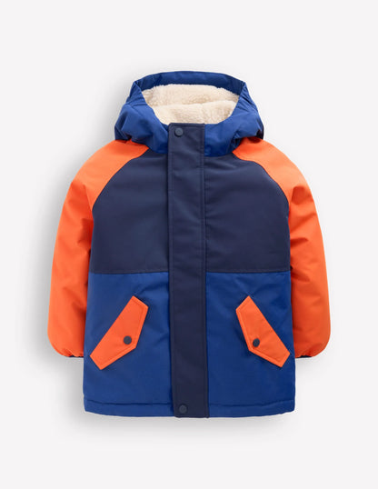 Borg Lined Anorak-Orange Colour Block