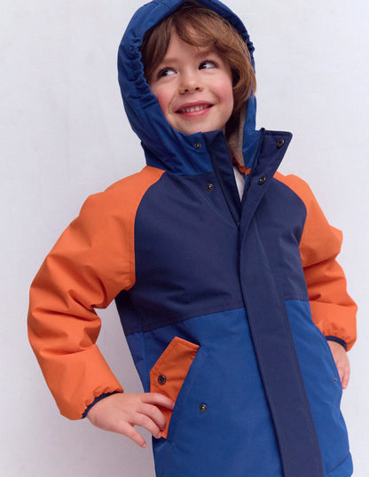 Borg Lined Anorak-Orange Colour Block