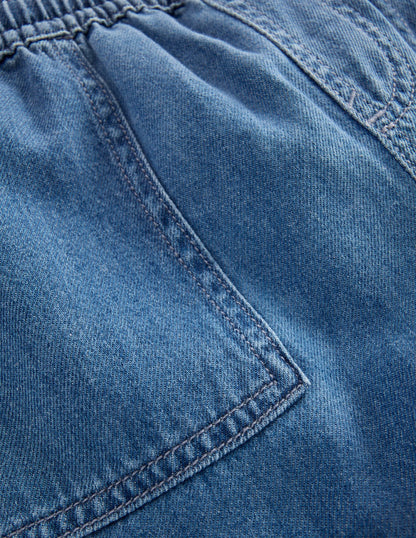 Soft Denim Shorts-Denim