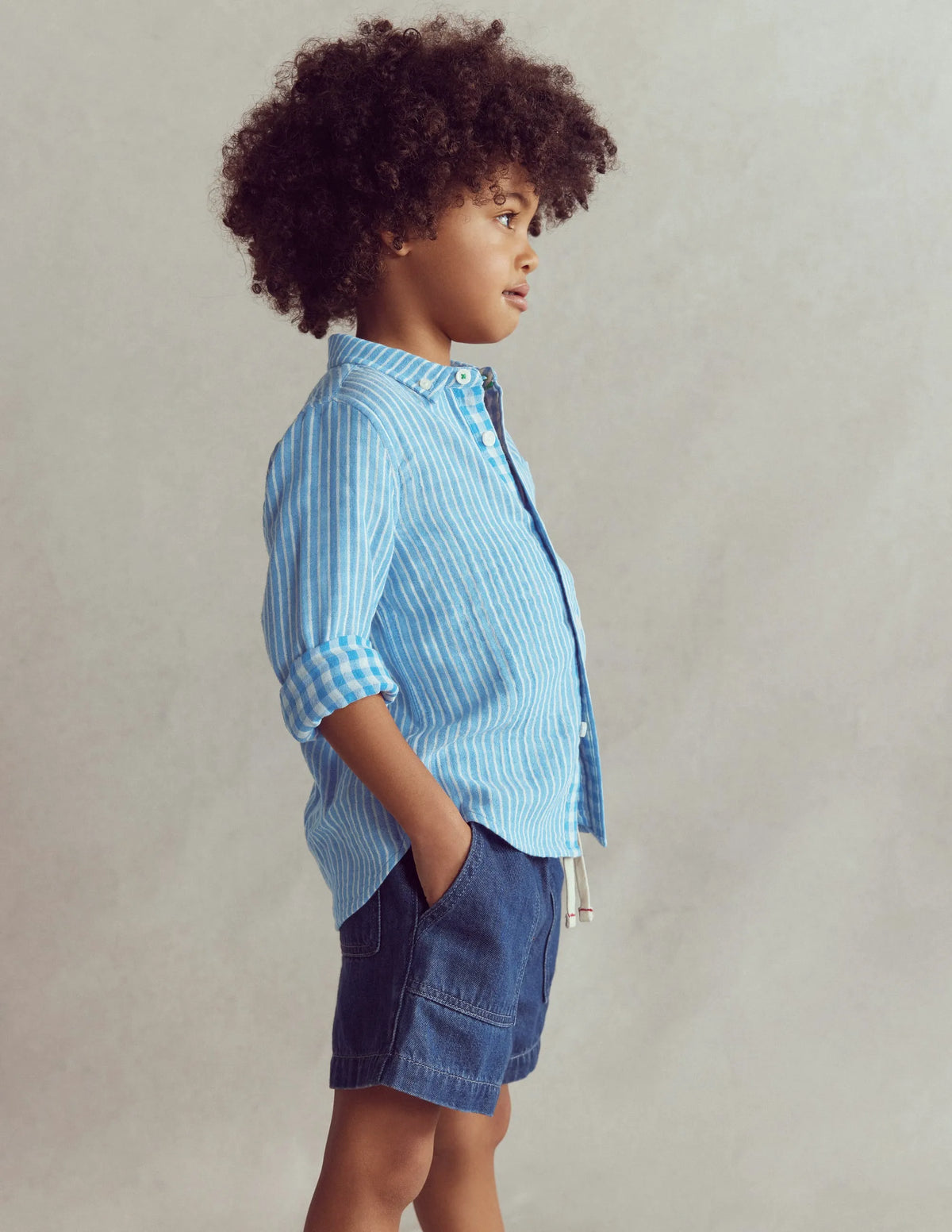 Soft Denim Shorts-Denim
