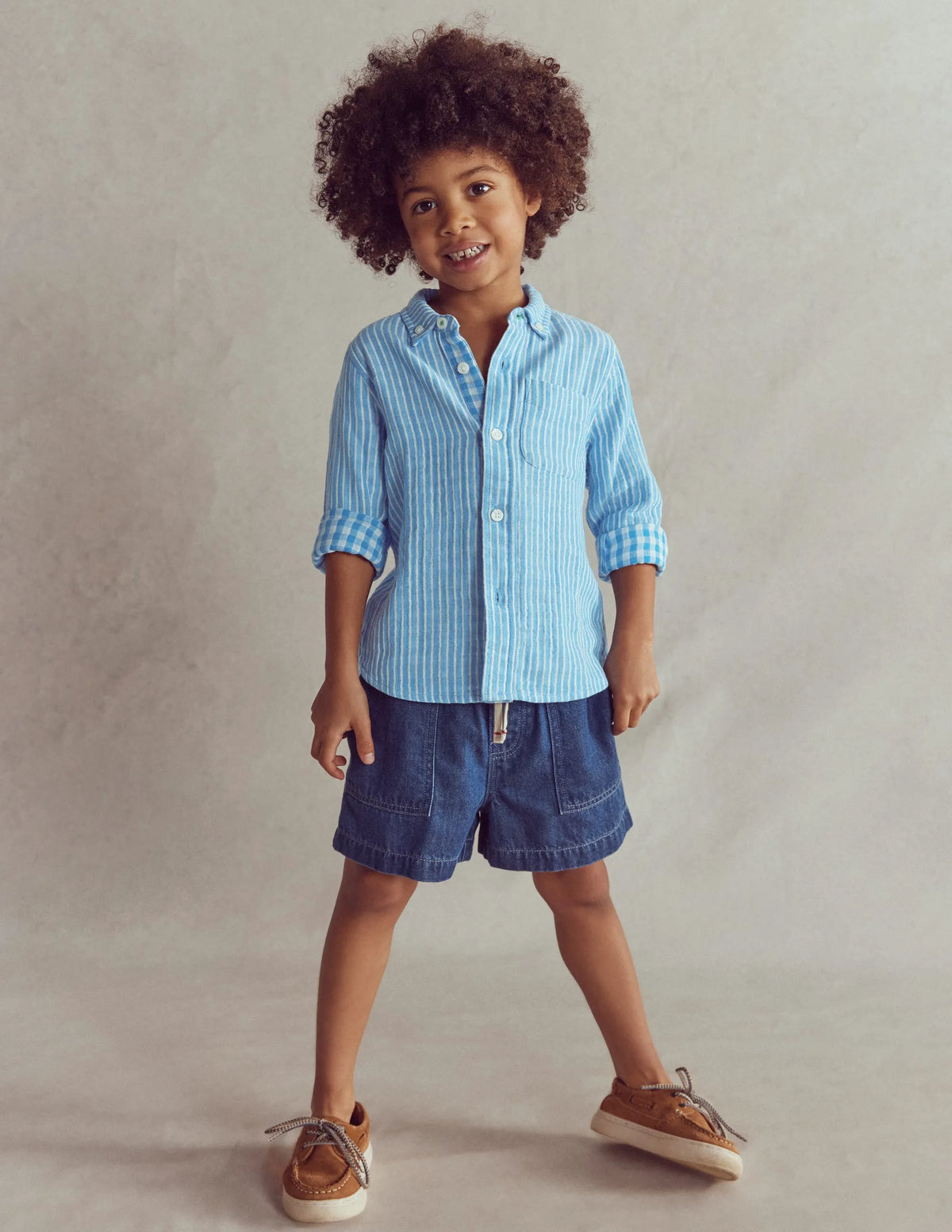 Soft Denim Shorts-Denim