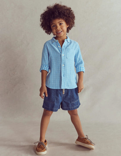Soft Denim Shorts-Denim