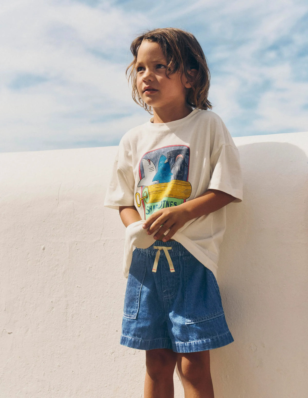 Soft Denim Shorts-Denim