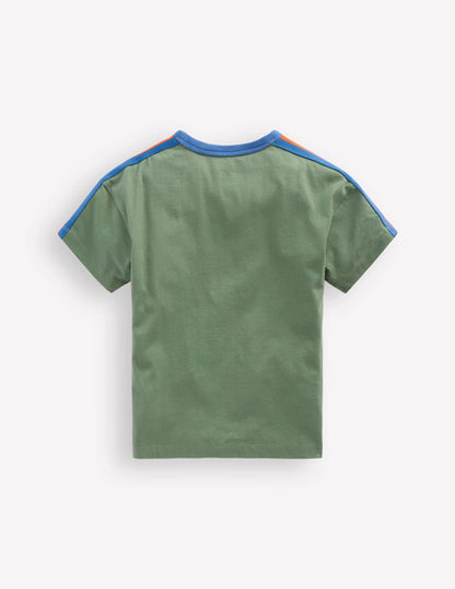Relaxed Rainbow Tape T-shirt-Bottle Green