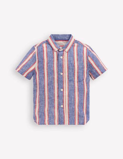 Cotton Linen Shirt-Triple Stripe