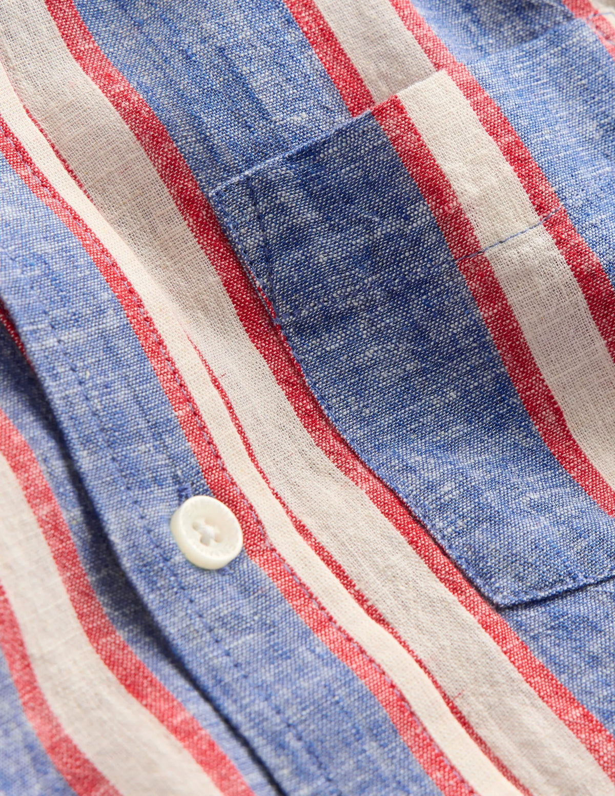 Cotton Linen Shirt-Triple Stripe