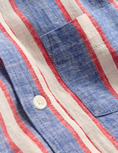 Cotton Linen Shirt-Triple Stripe
