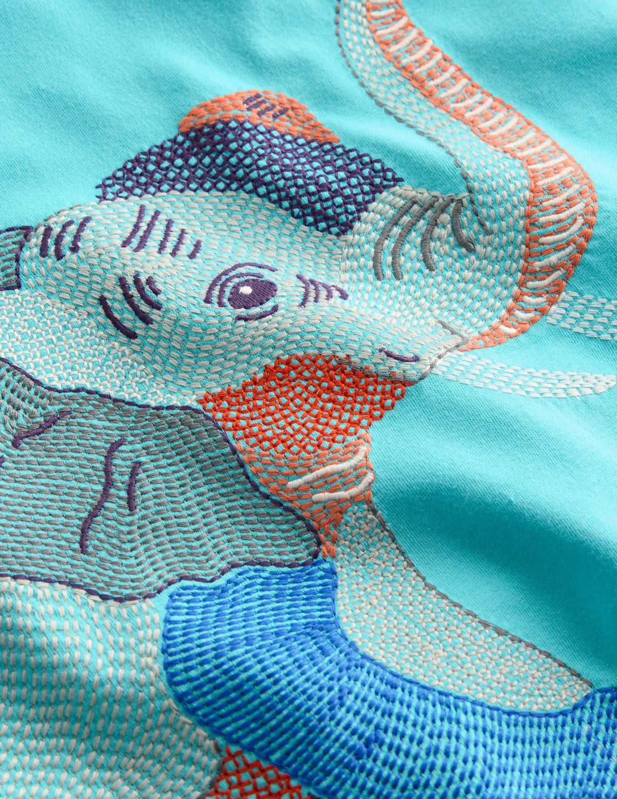 Superstitch T-Shirt-Aqua Sea Blue Elephant