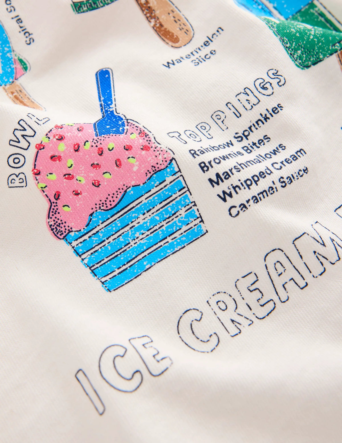 Short Sleeve Graphic T-shirt-Soft Ivory Ice Creams