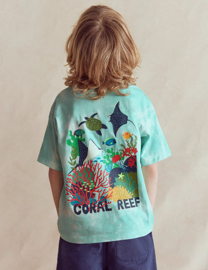 Front & Back Graphic T-shirt-Tie Dye Coral Reef