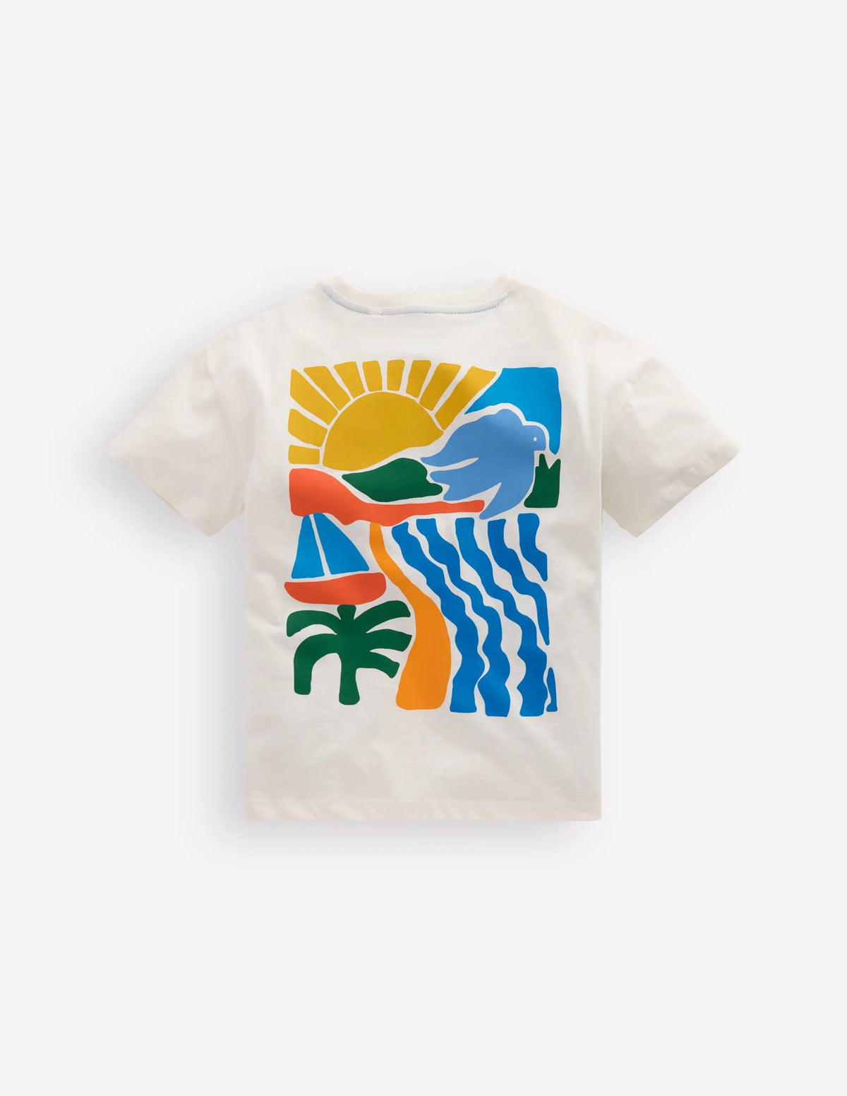 Front & Back Graphic T-shirt-Soft Ivory Sun Scape