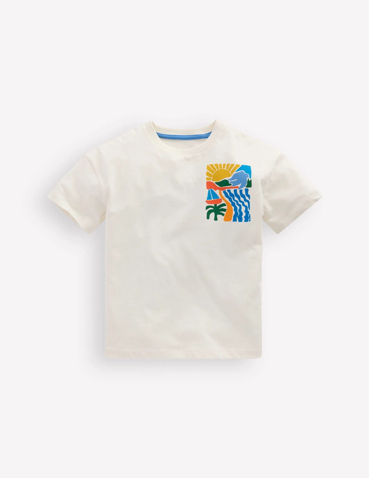 Front & Back Graphic T-shirt-Soft Ivory Sun Scape