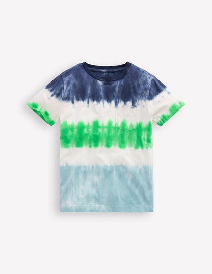 Tie Dye T-shirt-Blue Multi Stripe