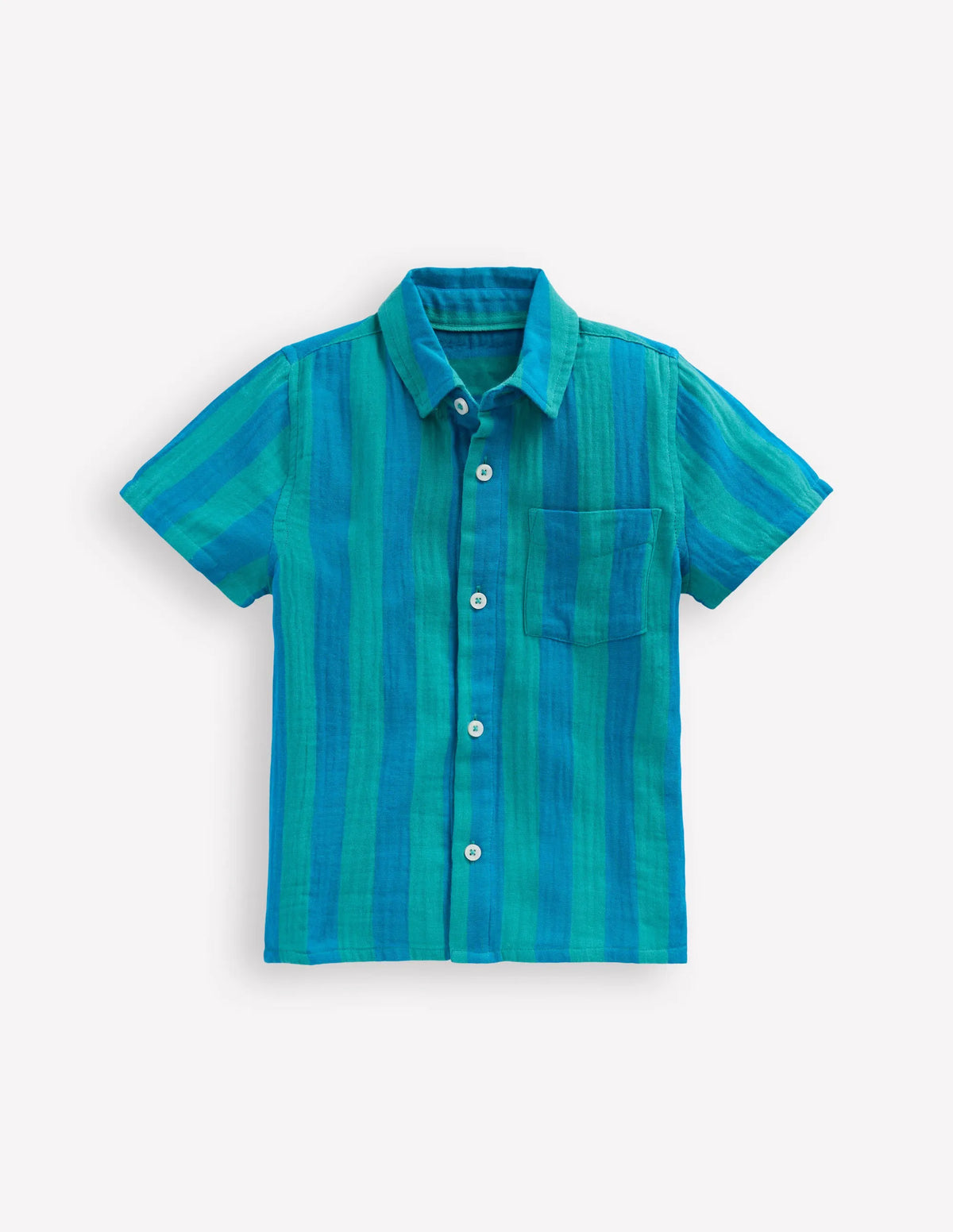 Double Cloth Shirt-Green and Blue Stripe