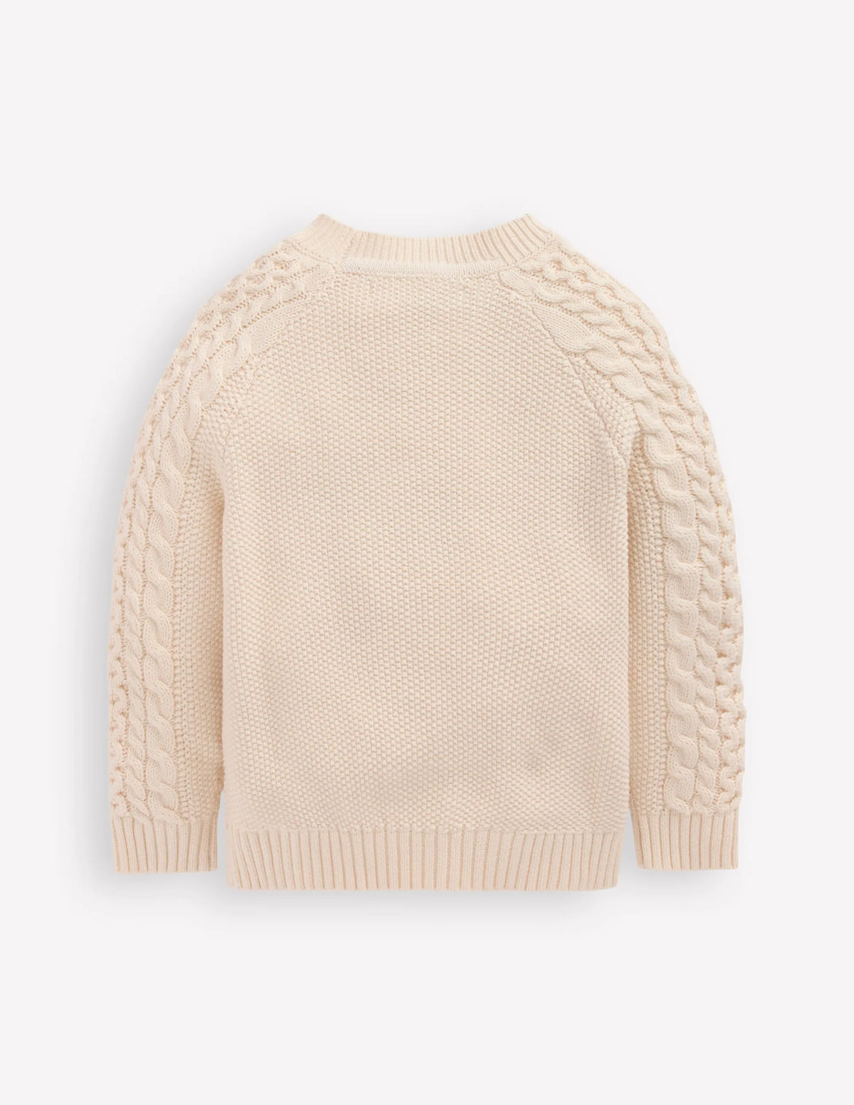 Cable Embroidered Sweater-Warm Ivory