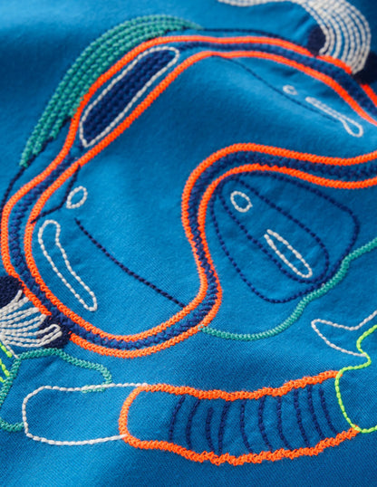 Linear Stitch T-shirt-Brilliant Blue Snorkel