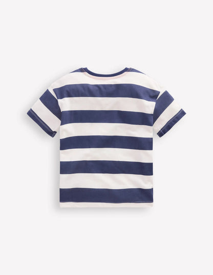Short Sleeve Badge T-shirt-College Navy Stripe Digger