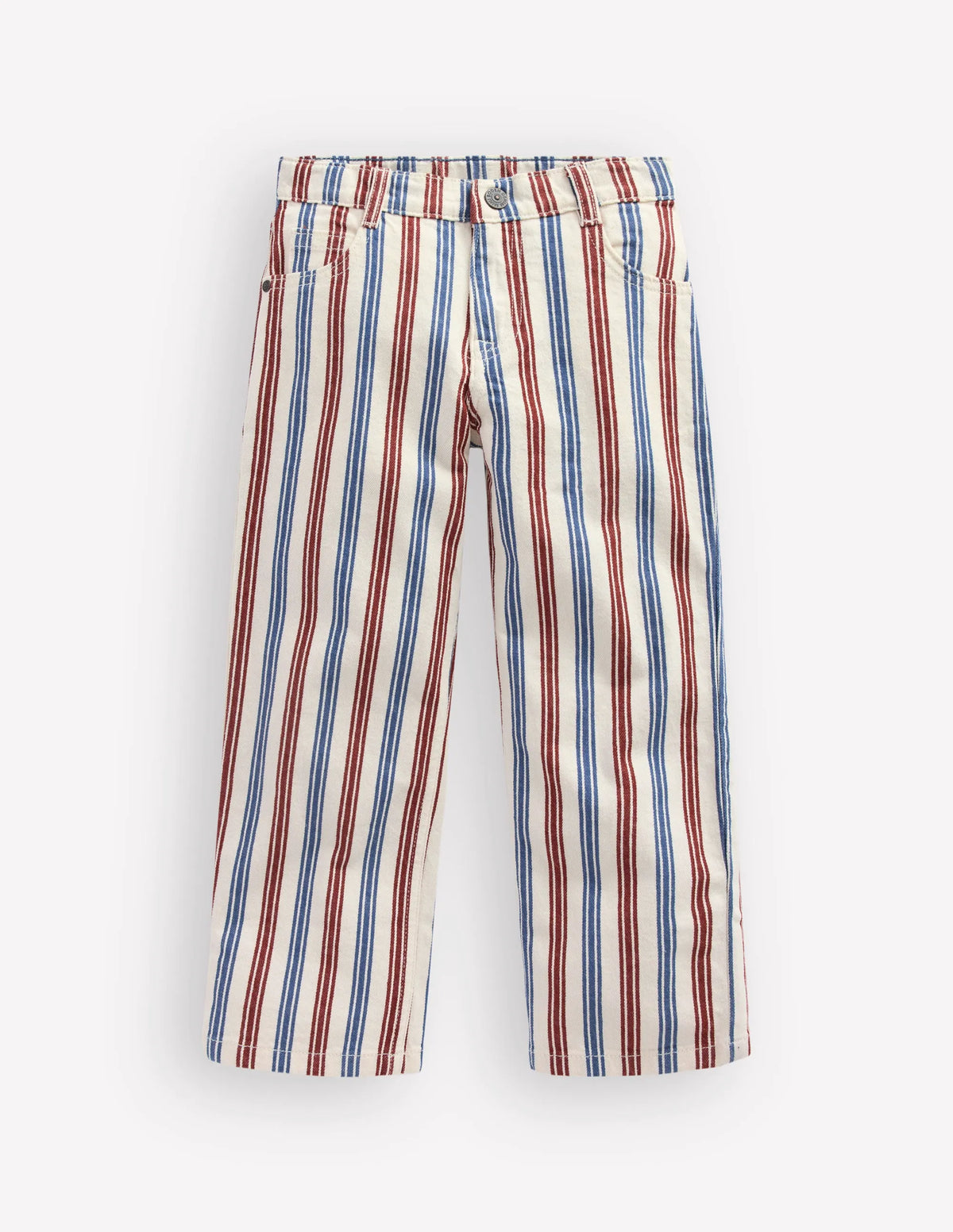 Relaxed Straight Jeans-Blue and Red Stripe